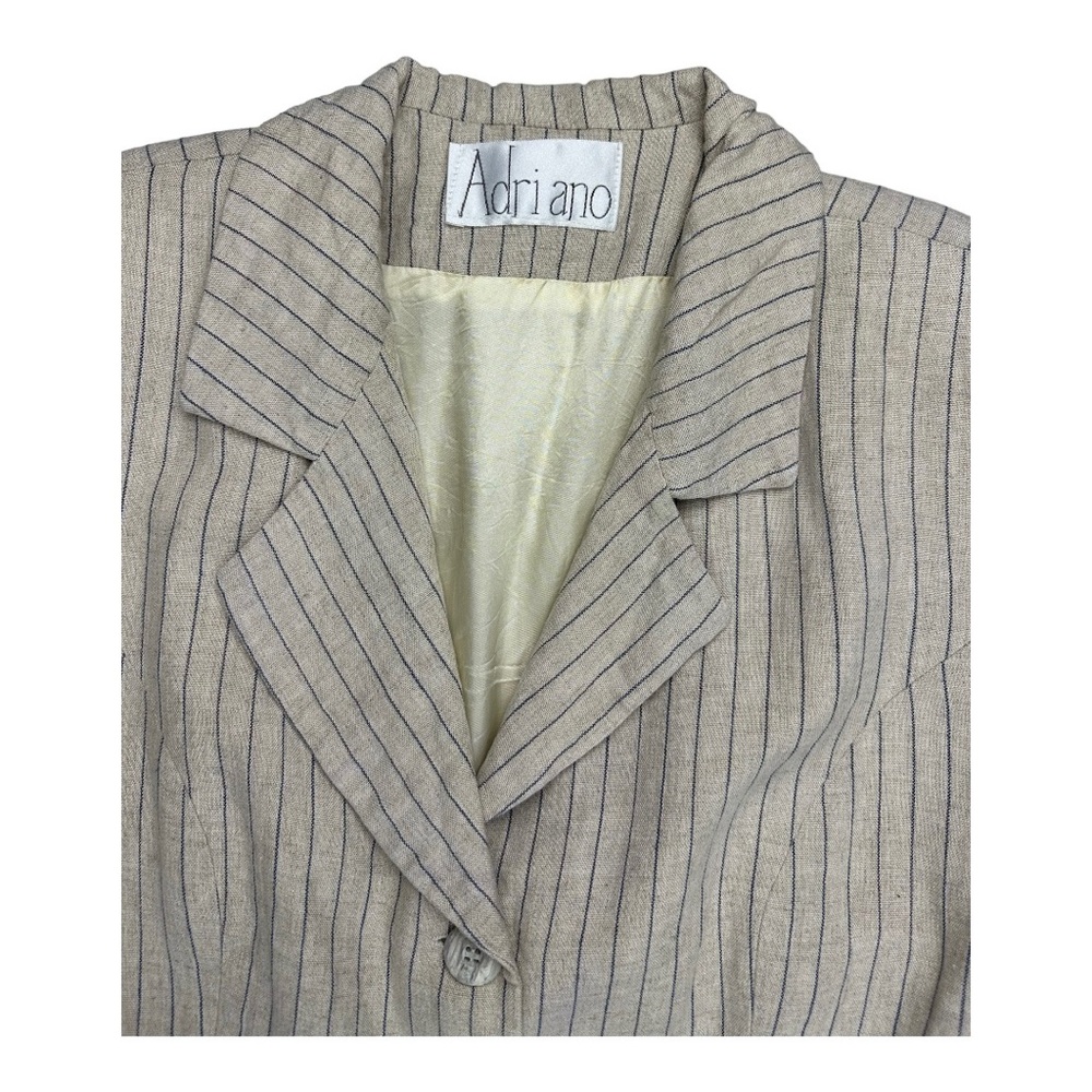 Vintage Adriano Striped Pant Suit Beige Size 12 - Picture 4 of 10